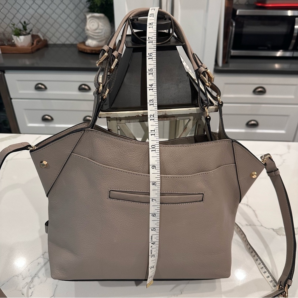 LODIS NWT Nikki Pebbled Leather Satchel Shoulder Bag Crossbody Purse Ash Gray - Picture 13 of 16